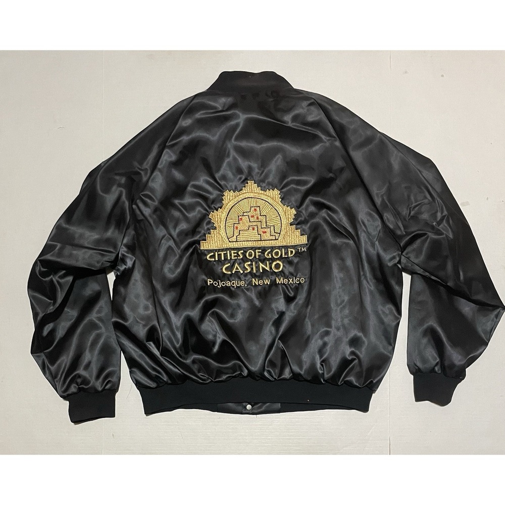 VTG WestArk Cities Of Gold Casino Satin Bomber Jacket‎ XL Pojoaque New Mexico